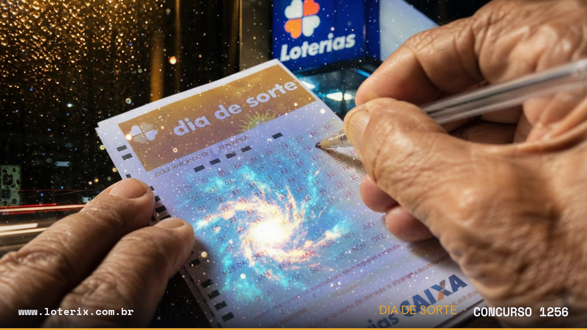 Dezenas sorteadas da Dia de Sorte 1256: 02, 08, 13, 19, 23, 27, 29