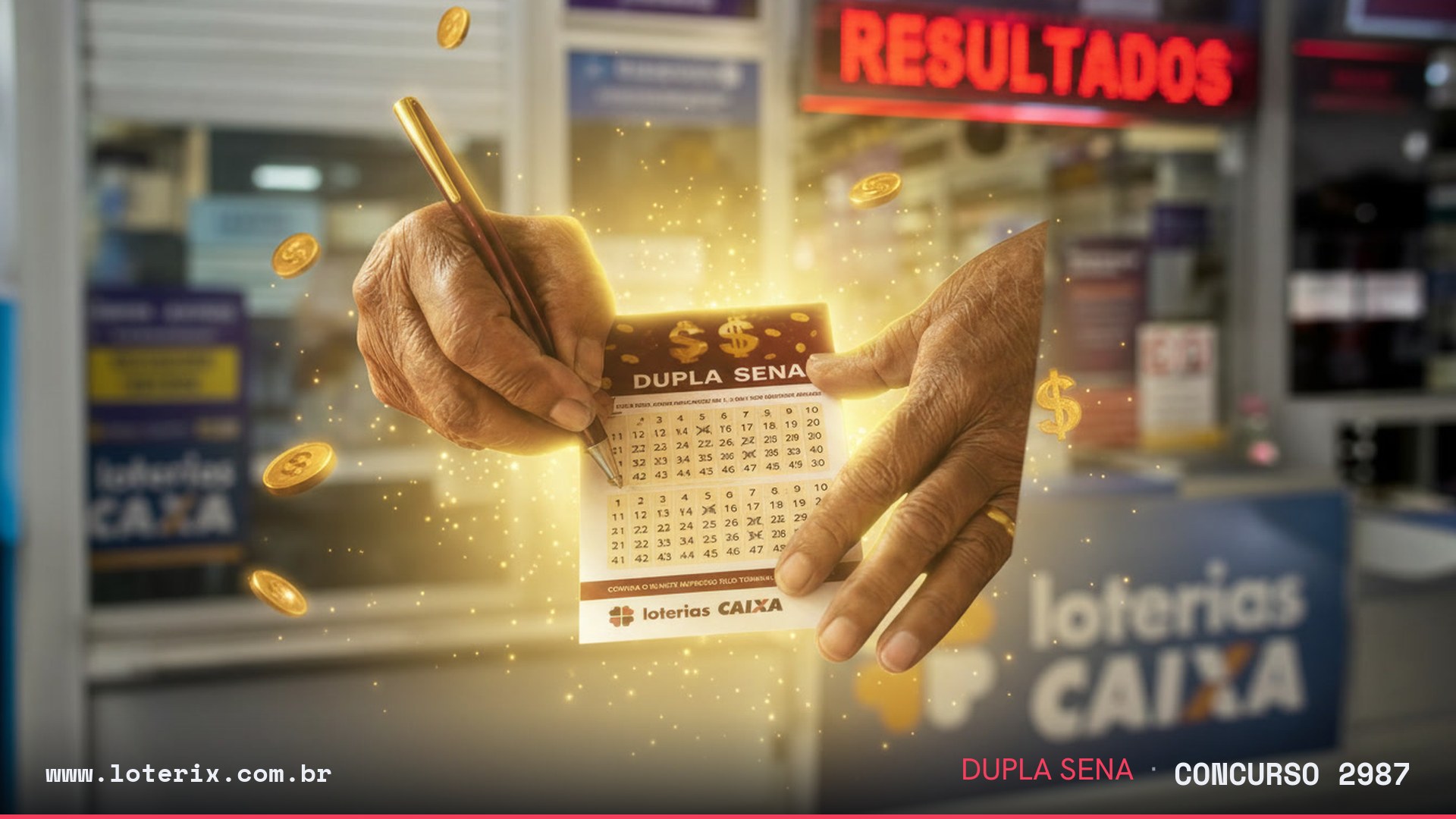 Dezenas sorteadas da Dupla Sena 2987: 11, 16, 34, 36, 41, 45