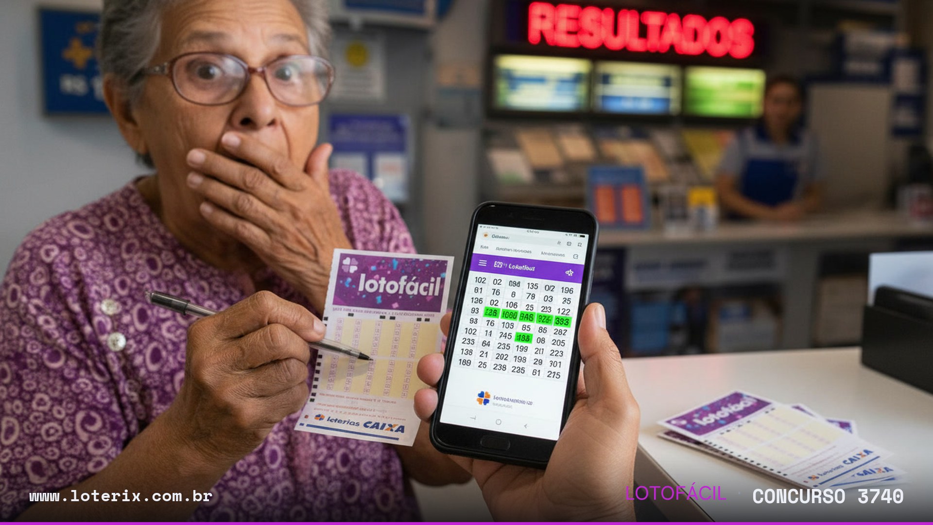 Dezenas sorteadas da Lotofácil 3740: 01, 02, 05, 06, 08, 09, 11, 12, 13, 15, 16, 17, 20, 21, 22