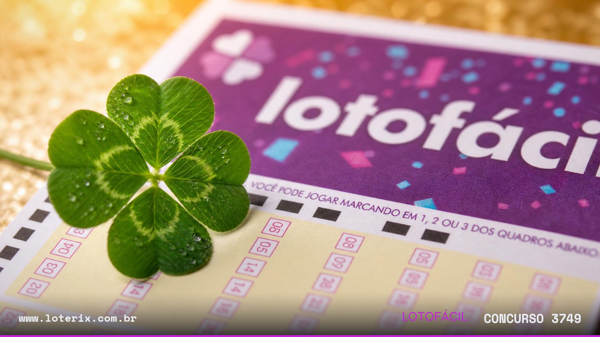 Dezenas sorteadas da Lotofácil 3749: 01, 02, 03, 07, 08, 09, 11, 12, 14, 17, 19, 21, 23, 24, 25