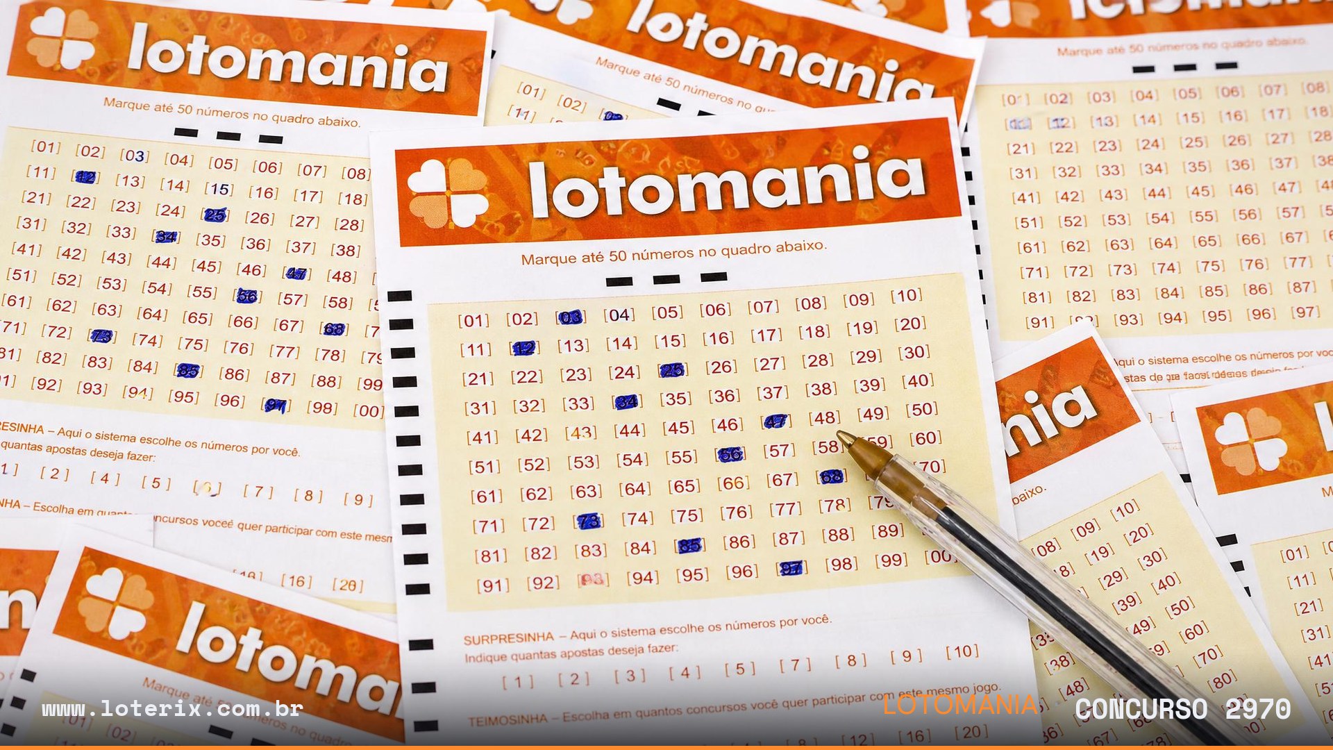 Dezenas sorteadas da Lotomania 2970: 07, 11, 15, 16, 17, 19, 28, 32, 37, 39, 44, 66, 70, 72, 80, 82, 85, 87, 92, 96