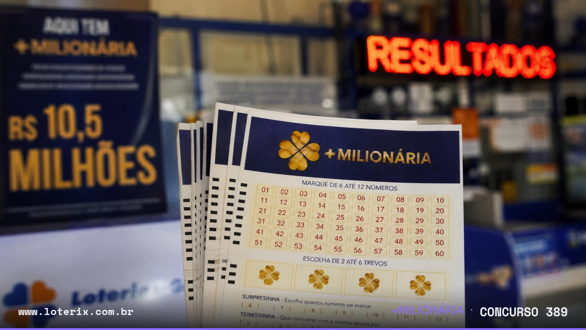 Dezenas sorteadas da +Milionária 389: 02, 14, 17, 21, 42, 46