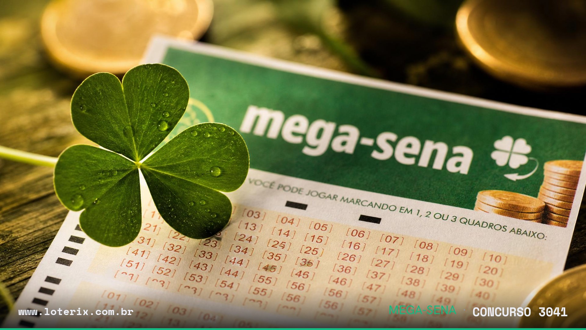 Dezenas sorteadas da Mega-Sena 3041: 16, 21, 24, 31, 43, 54