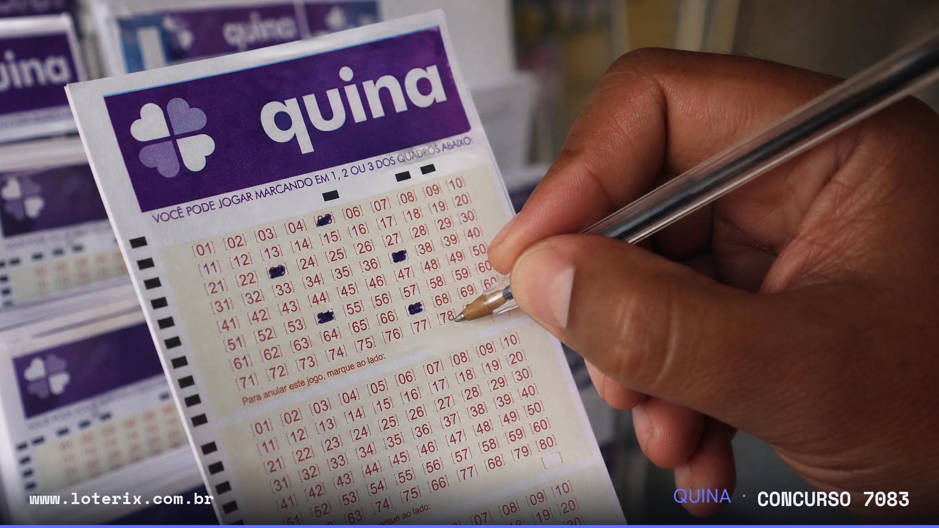 Dezenas sorteadas da Quina 7083: 15, 26, 45, 73, 77