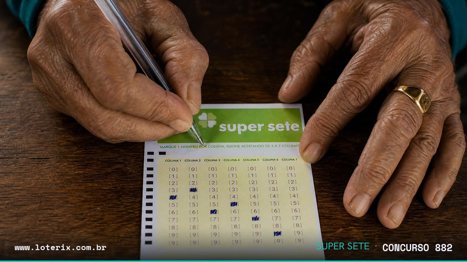 Dezenas sorteadas da Super Sete 882: 08, 02, 02, 01, 04, 09, 03