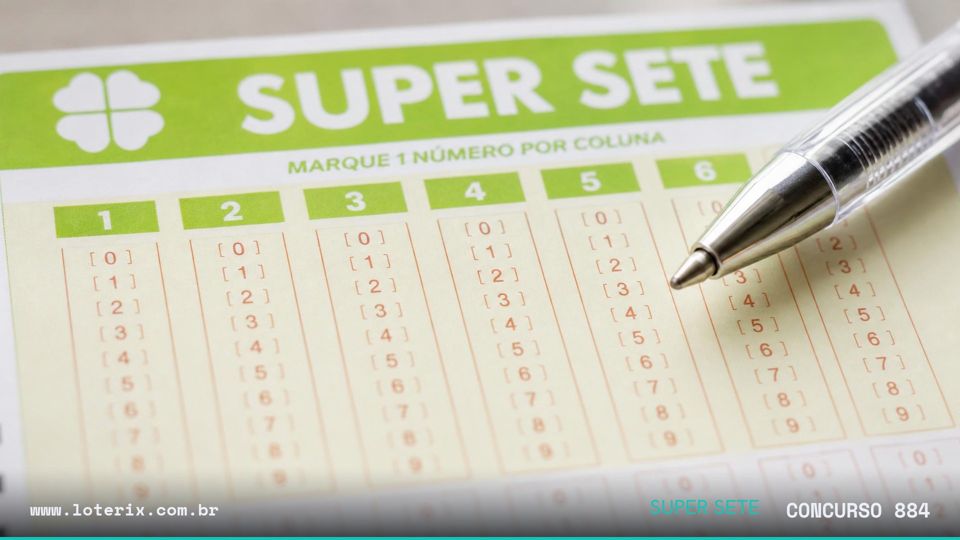 Dezenas sorteadas da Super Sete 884: 09, 09, 09, 02, 01, 07, 00